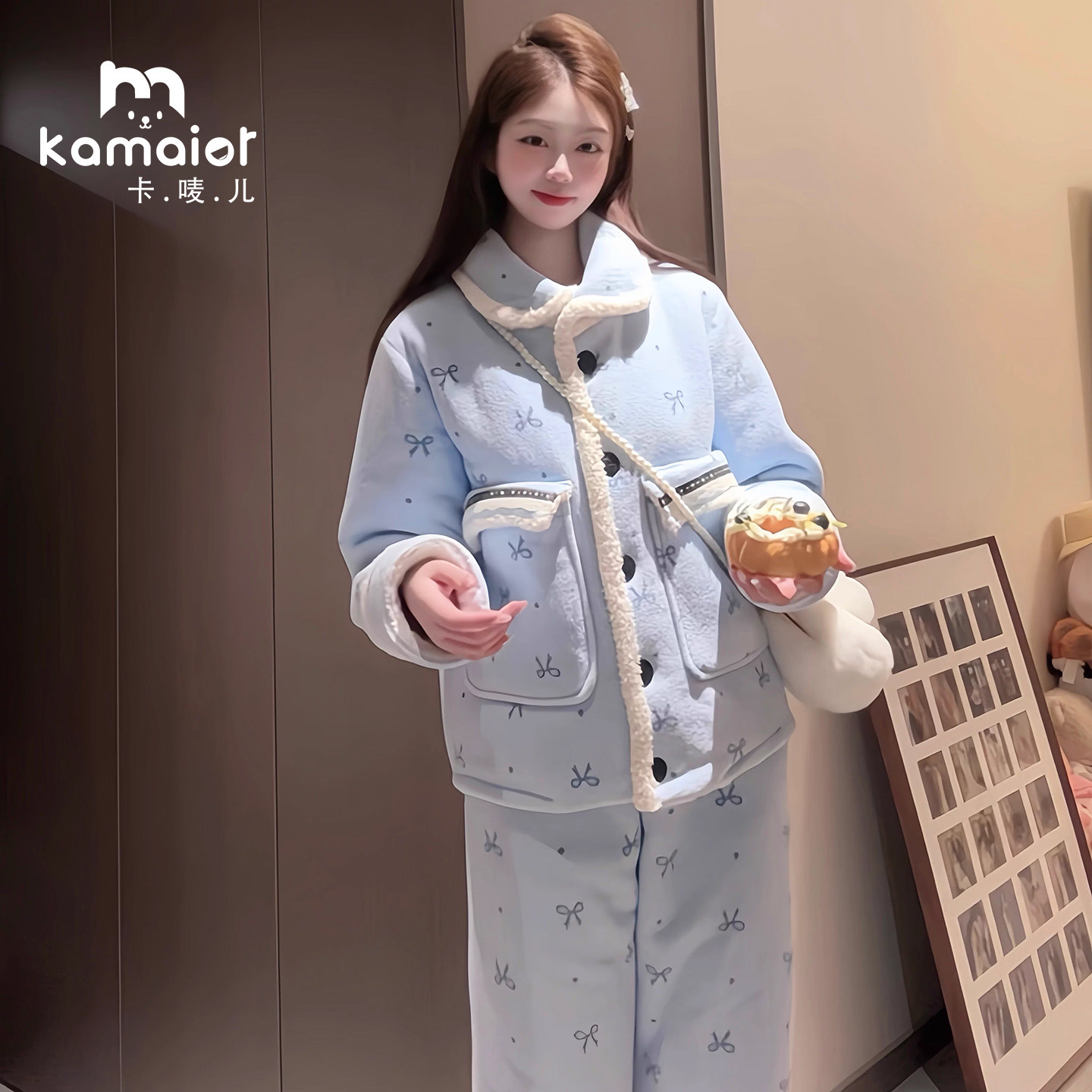 睡衣女家居服冬季2026新款珊瑚绒气质优雅加厚显瘦套装柔软可外穿