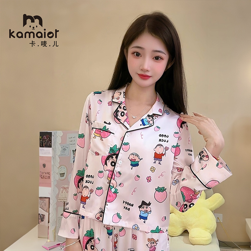 卡唛儿女冰丝蜡笔小新睡衣家居服