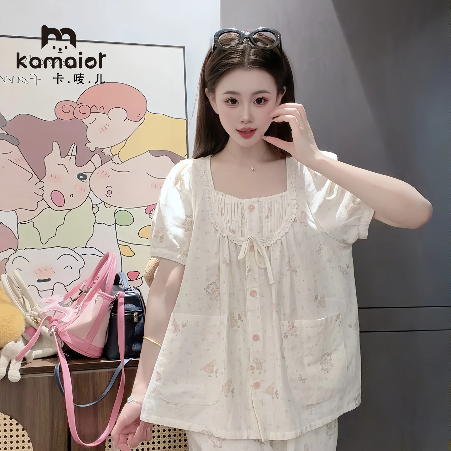 卡唛儿女睡衣家居服可爱纯棉外穿