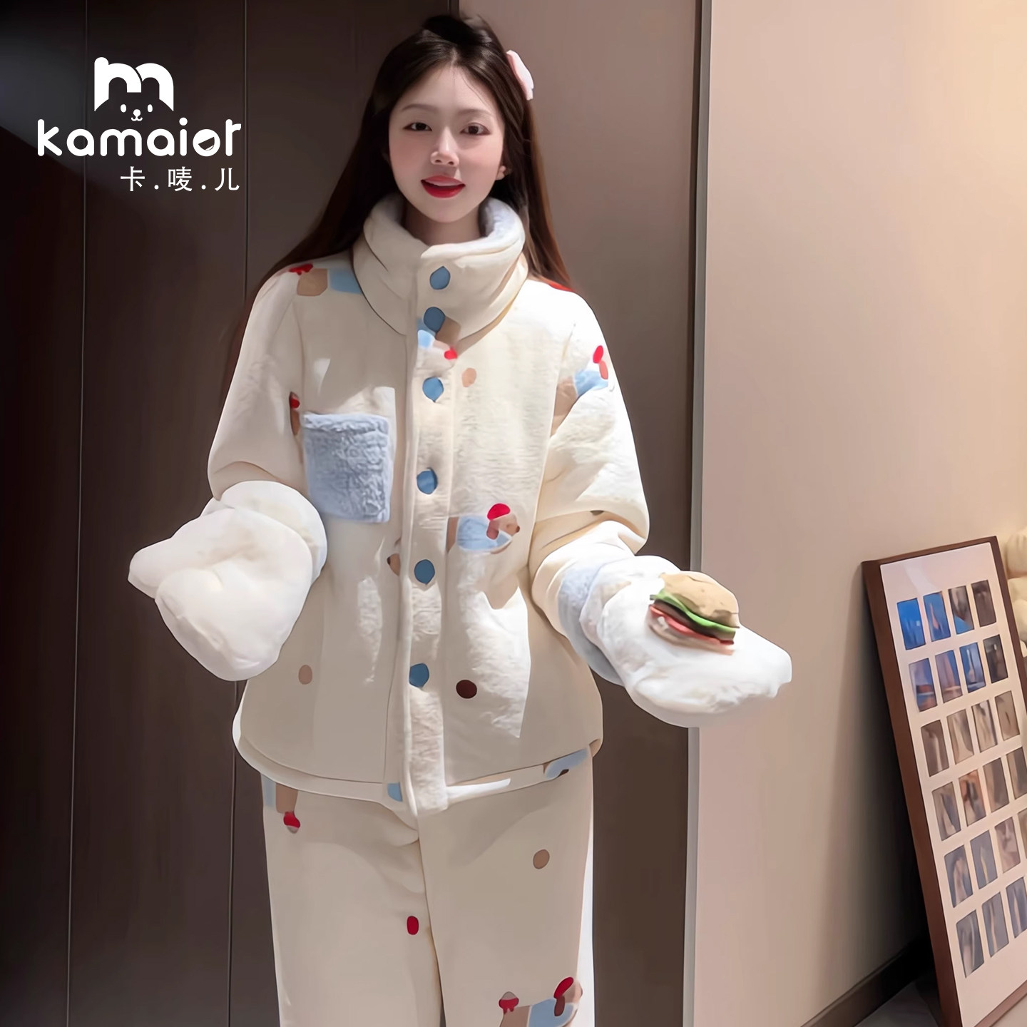 珊瑚绒睡衣女2026冬加绒加厚气质温柔显瘦亲肤学生家居服套装外穿