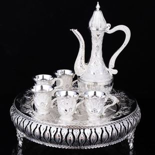 欧式 合金酒具套装 家用复古酒杯档银色酒壶金属锌合金工艺品摆件