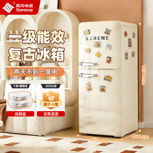 西泠复古冰箱两门冷藏冷冻家用
