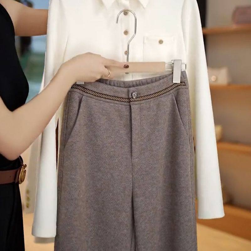 秋冬百搭洋气阔腿裤女高腰显瘦直筒裤大码慵懒风中年妈妈加厚裤子,女装/女士精品,大码裤装,淘宝优惠券,粉丝福利购,淘宝优惠卷