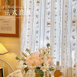 法式 饰女孩房半截帘门帘 浪漫韩式 田园棉布印花阳台窗帘小窗隔断装