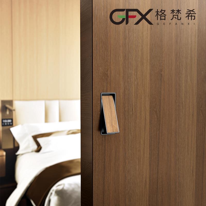 上翻盖设计可贴皮隐形拉手衣柜门推拉门移门开槽内嵌暗扣手灰色方