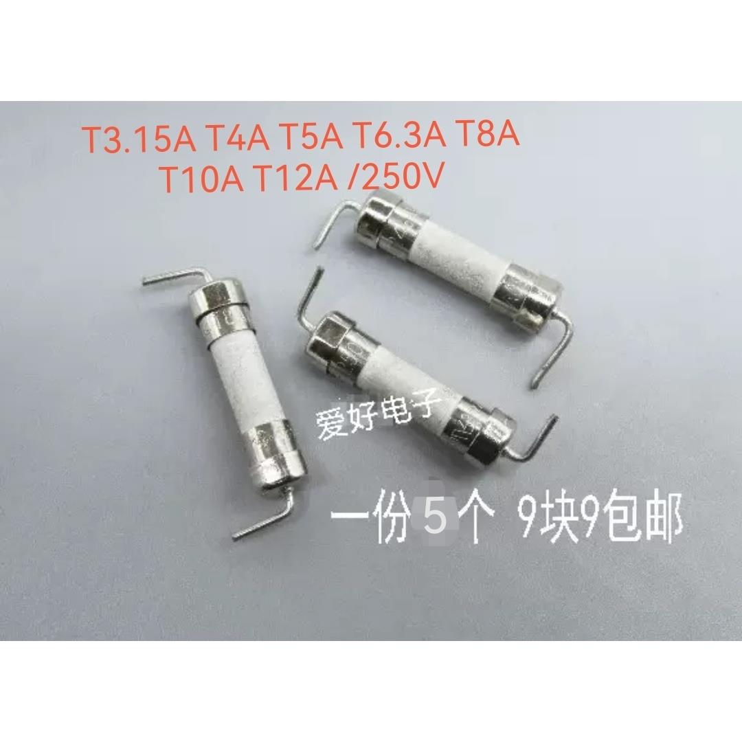 5个T8AH250V T10AT5AT4A 5X20慢熔断陶瓷保险丝 线路板电机保险管