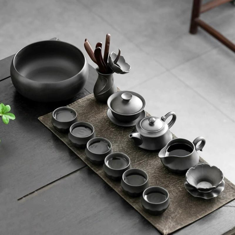 紫砂功夫茶具套装复古茶壶办公室会客轻奢高档礼品整套家用礼盒装