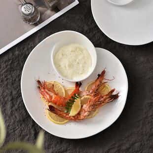 JM 红白交织盛满海洋故事 盘子家用高级感陶瓷盘菜盘虾饺盘饺子盘