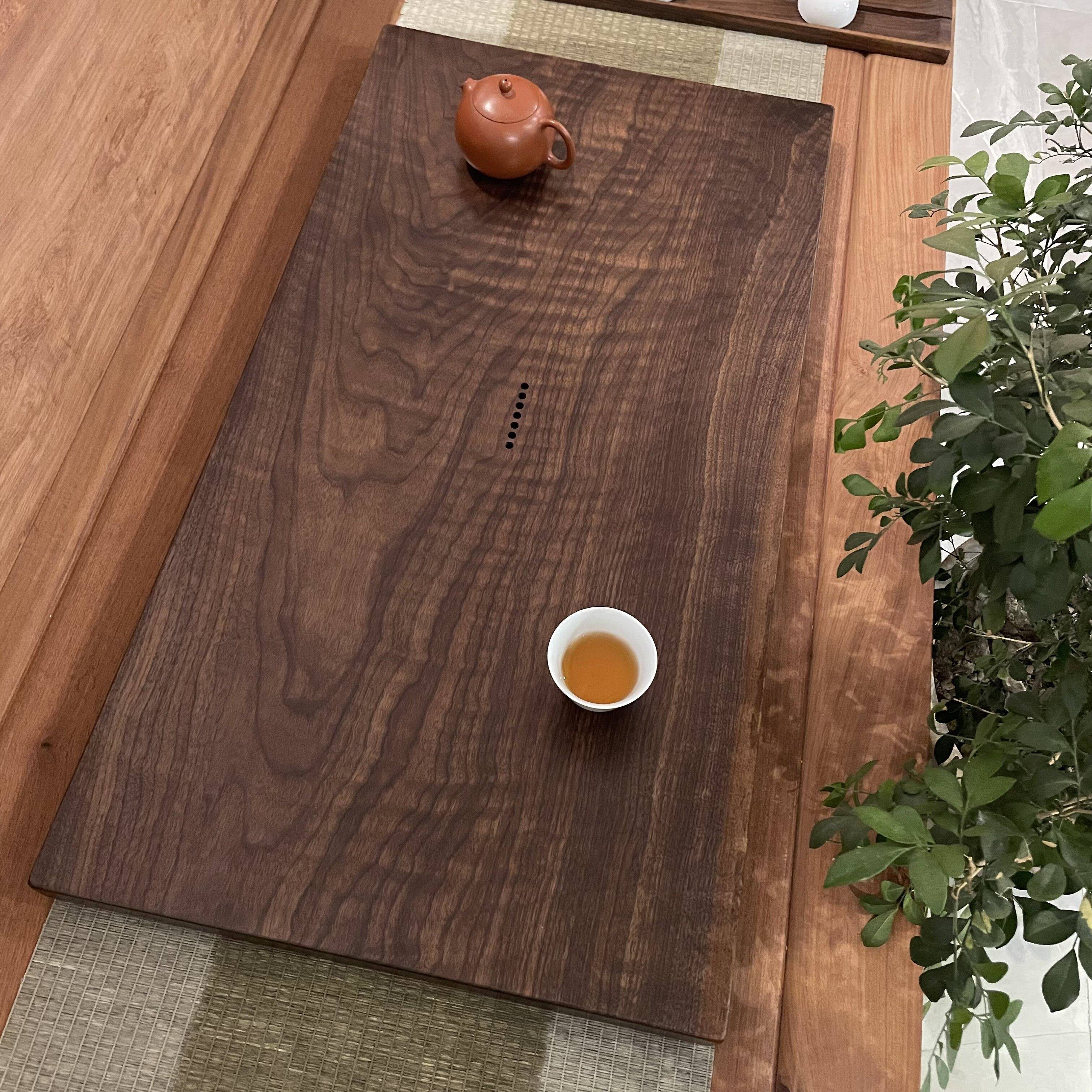 北美黑胡桃实木日式储排水干湿泡茶台家用功夫茶具茶海办公茶盘