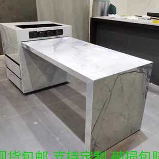 极简小户型多功能亚克力岛台柜 悬浮岩板岛台餐桌一体家用吧台意式