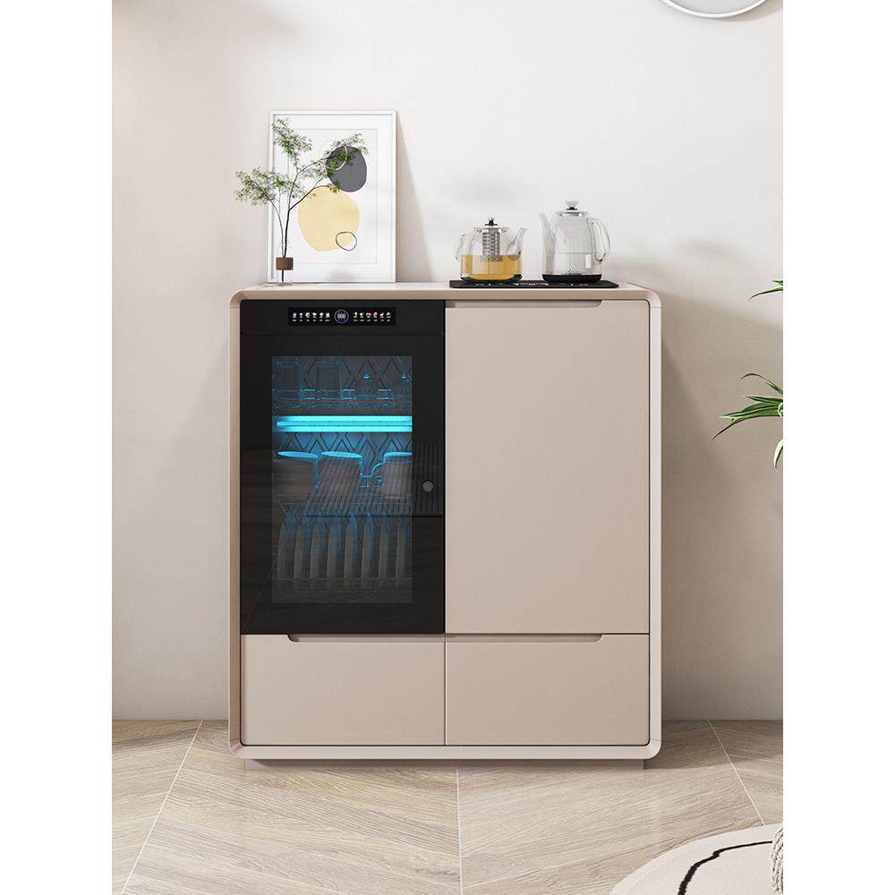 新型智能茶吧机家用实木一体柜，配有消毒客厅饮水机餐具柜