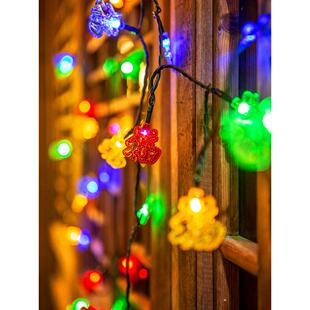 太阳能祝福字春节新年家庭装饰灯小彩灯闪烁串灯户外庭院防水