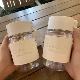 简约直身杯夏季 便携防摔PP茶隔塑料随手杯夏季 水杯手提式