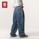 美国ELEMENT滑板廓型牛仔裤 男蓝色宽松街头风印花水洗锥形长裤 潮