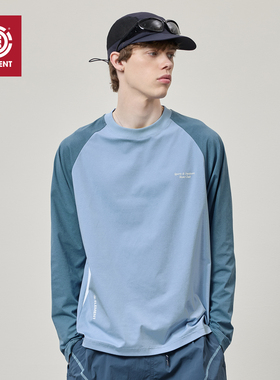 美国ELEMENT滑板长袖T恤男蓝色户外7A抑菌速干防晒运动健身上衣潮