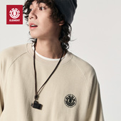 美国ELEMENT滑板长袖 T恤男春季 宽松圆领复古印花华夫格插肩上衣潮