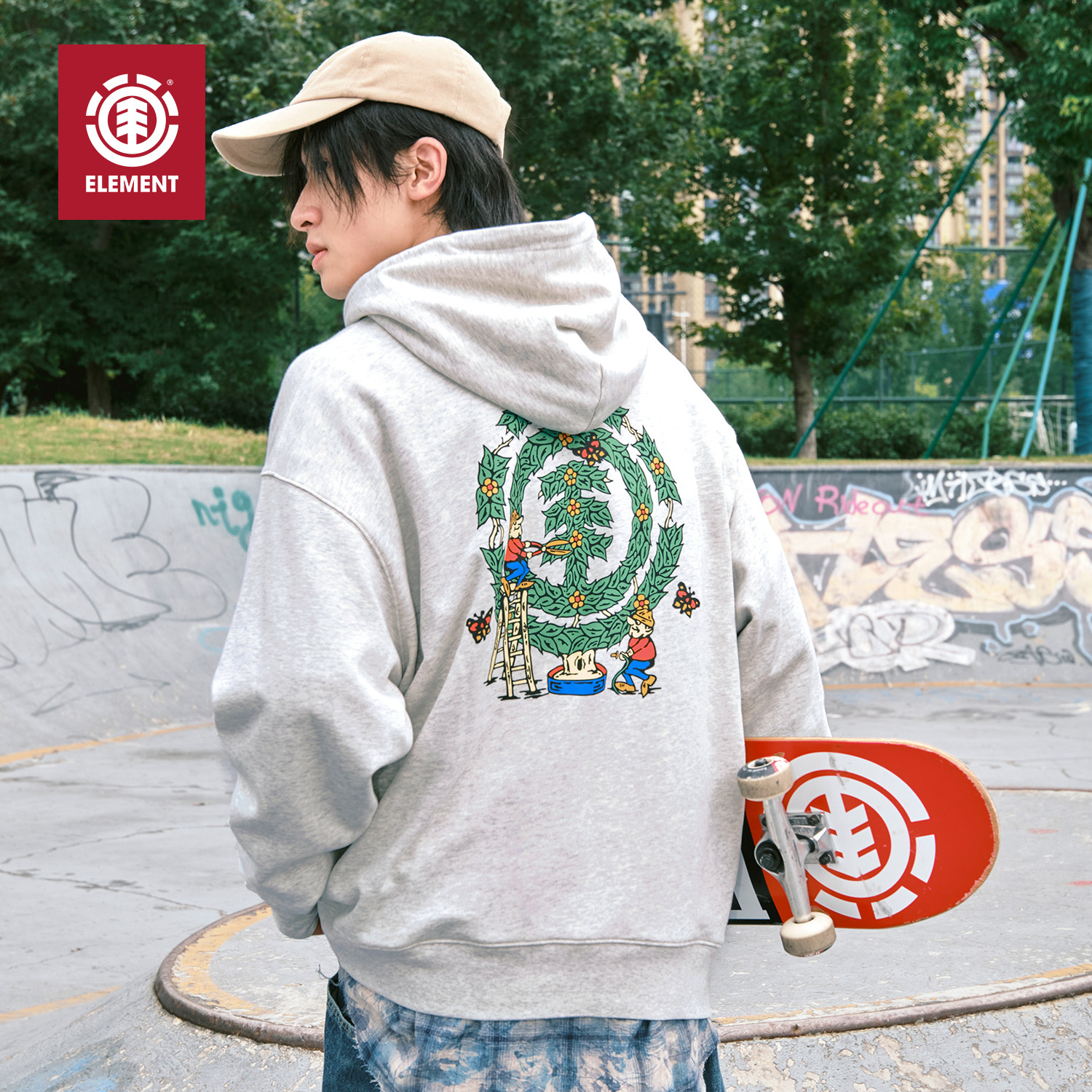 美国ELEMENT滑板连帽卫衣