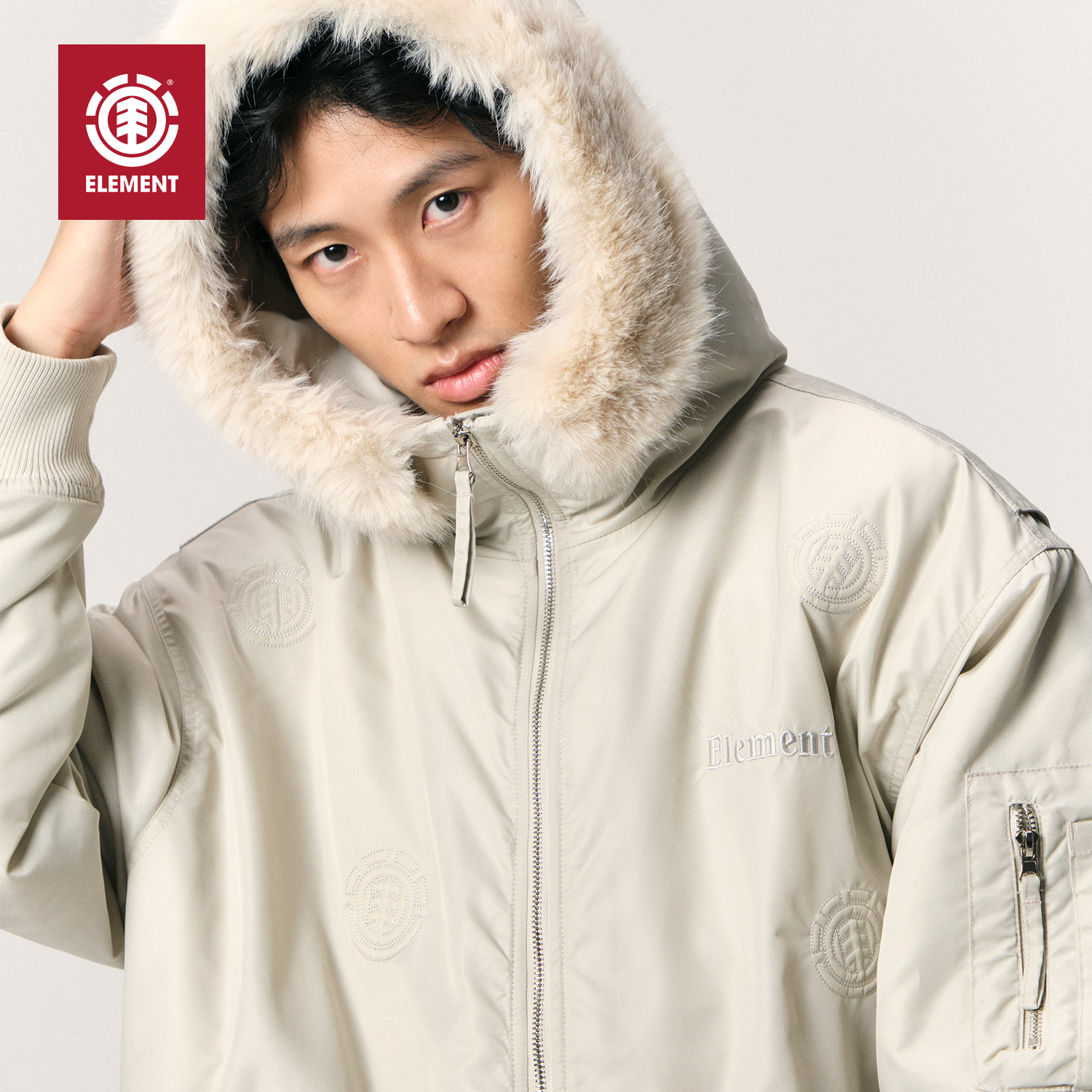 美国ELEMENT滑板连帽棉服