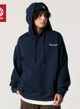 美国ELEMEMT滑板重磅卫衣男连帽复古街头印花内里磨毛落肩外套潮
