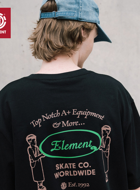 美国ELEMENT滑板街风短袖男女T恤美式复古纯棉夏运动圆领印花宽松