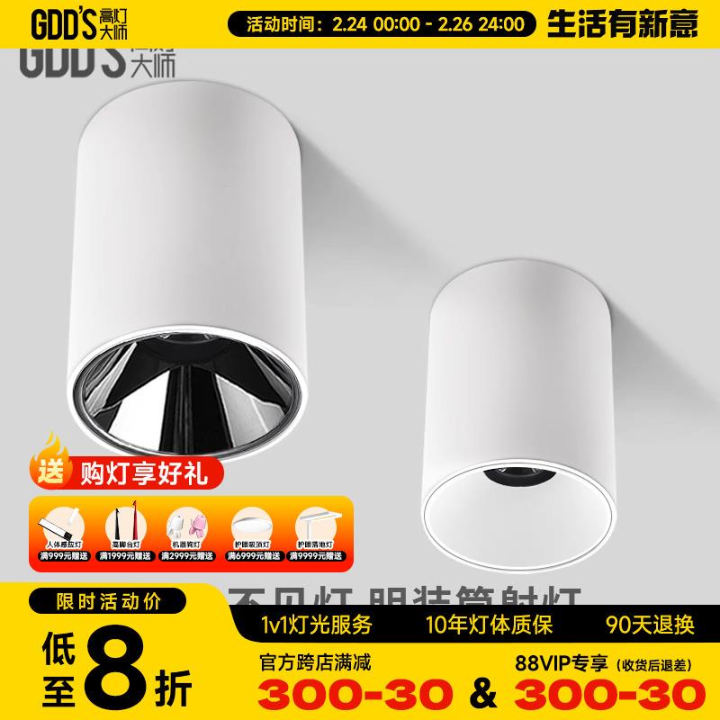 圆形见光不见灯明装深藏防眩射灯具吸顶式家用客厅阳台卧室无主灯