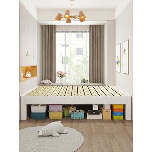 全实木无床头床架子榻榻米排骨架床民宿酒店静音齐边床可任意定制