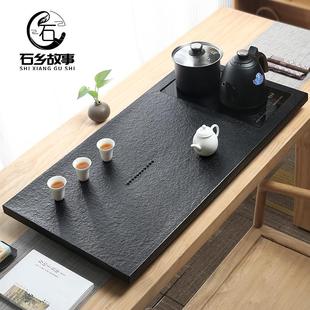 家用全自动上水办公室用烧水壶一体电磁炉茶台 天然乌金石茶盘套装