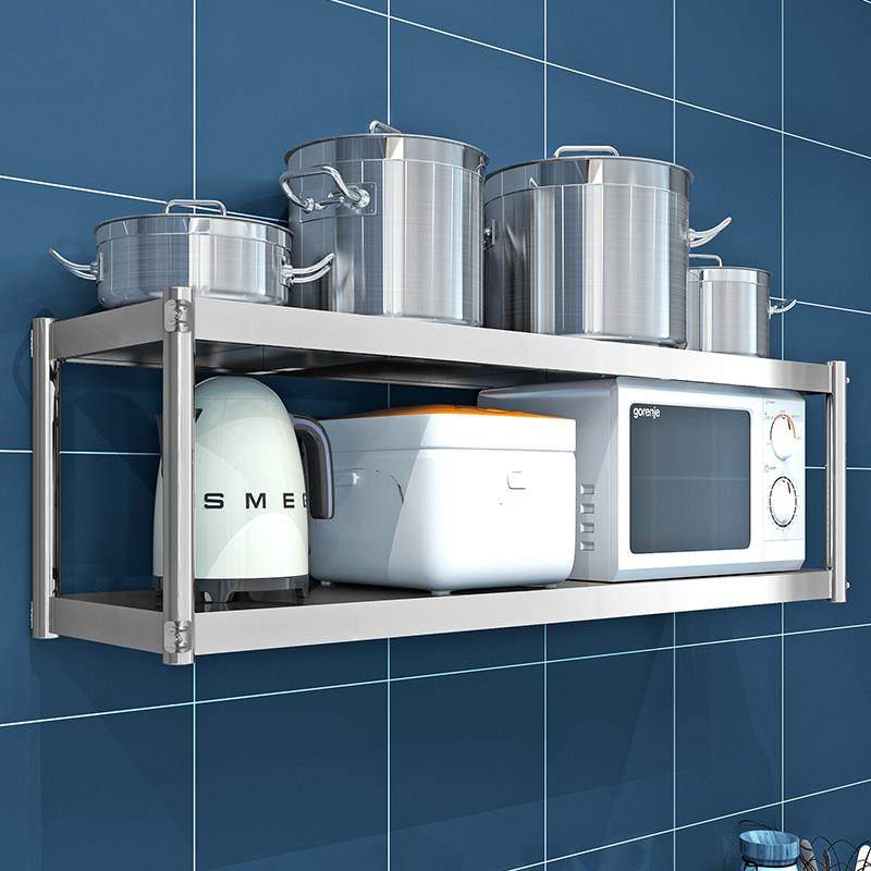 厨房两层挂墙不锈钢吊架收纳上墙架壁挂置物架饭店微波炉调味罐架,厨房/烹饪用具,厨房置物架/置物柜/角架,淘宝优惠券,粉丝福利购,淘宝优惠卷