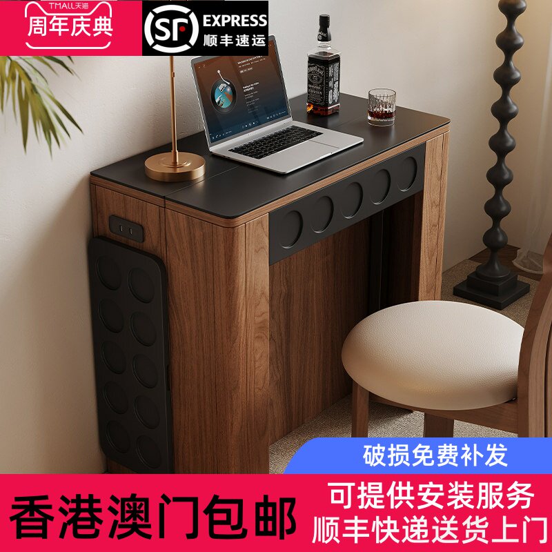 【香港包邮直运】伸缩餐桌餐边柜一体中古风岛台小户型家用现代轻