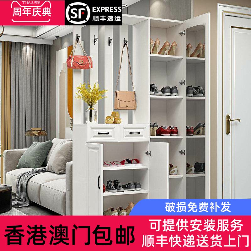 香港包邮家用玄关进门带镜子鞋柜门厅玄关柜一体现代装饰酒柜大容
