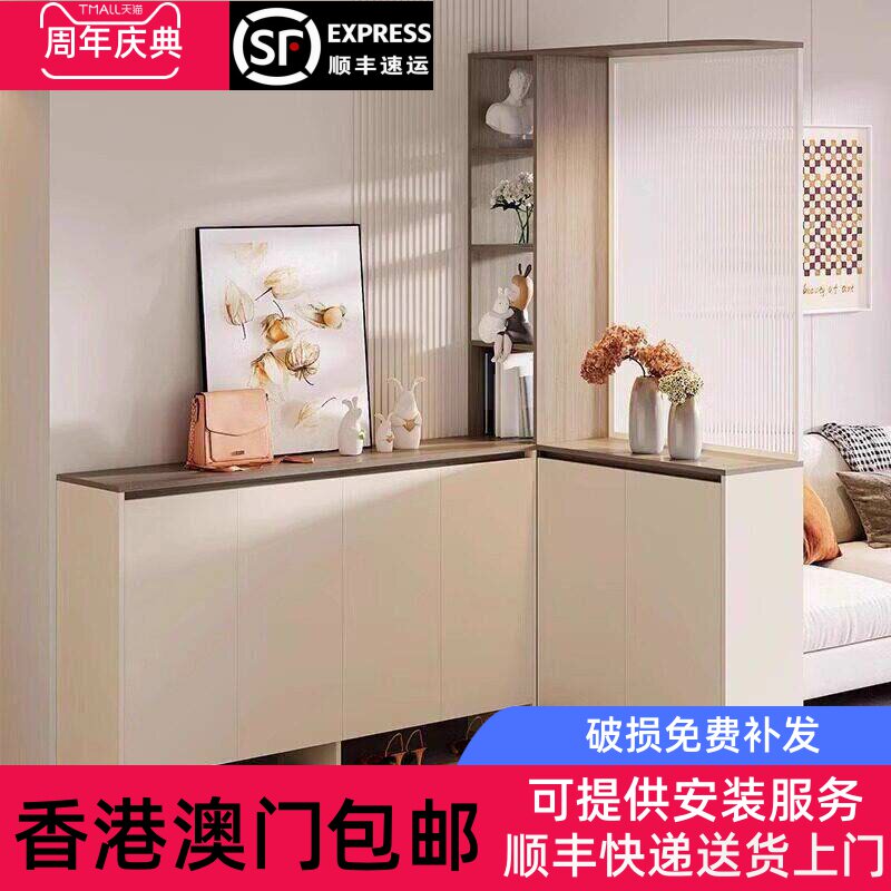 【香港包邮】实木入户门鞋柜玄关柜一体靠墙L型转角屏风柜子隔断