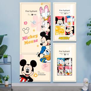 可爱消火栓柜门贴纸灭火器水井门盒Logo挡色美化装饰画高档海报
