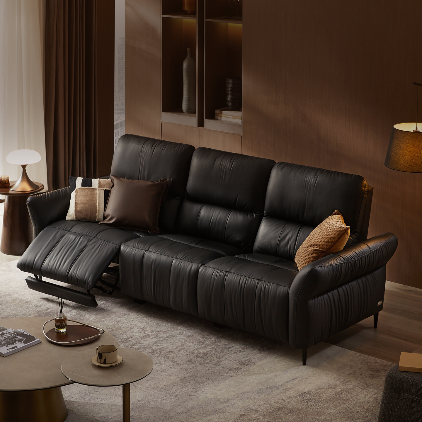 M&D意式极简真皮电动沙发