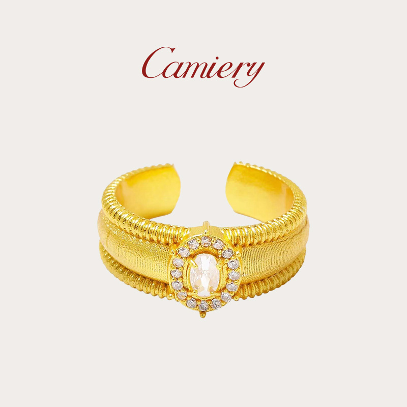CAMIERY【新店福利】24K真金镀金 鸽子蛋戒指 高贵气质百搭保色