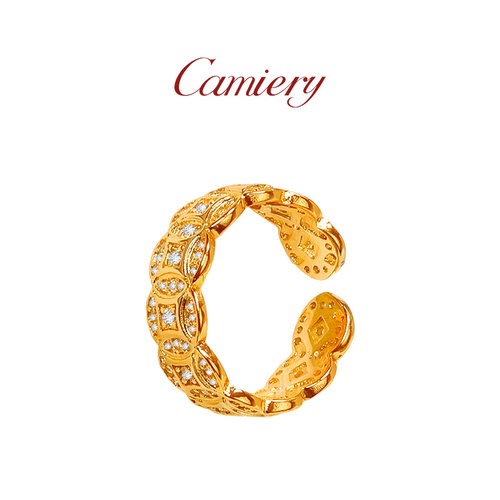CAMIERY【非遗錾刻】钱多多戒指 转运招财好运 镀24K金 气质百搭