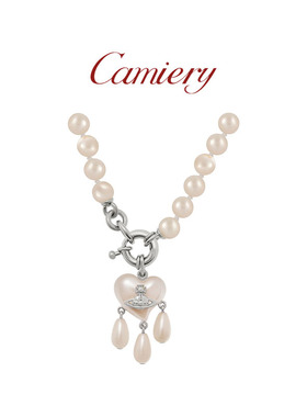 西太后土星爱心水滴珍珠吊坠项链