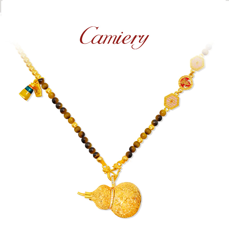 2025新爆款国风金葫芦虎眼石项链