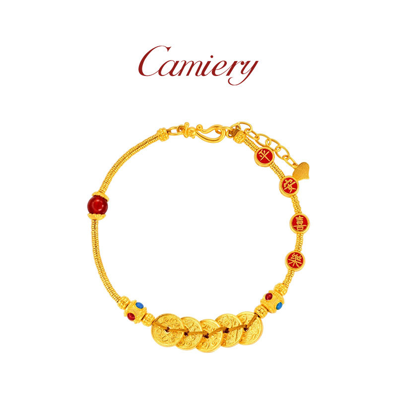 CAMIERY【新店福利】镀24K金 平安喜乐盘缠手链好运 气质百搭保色
