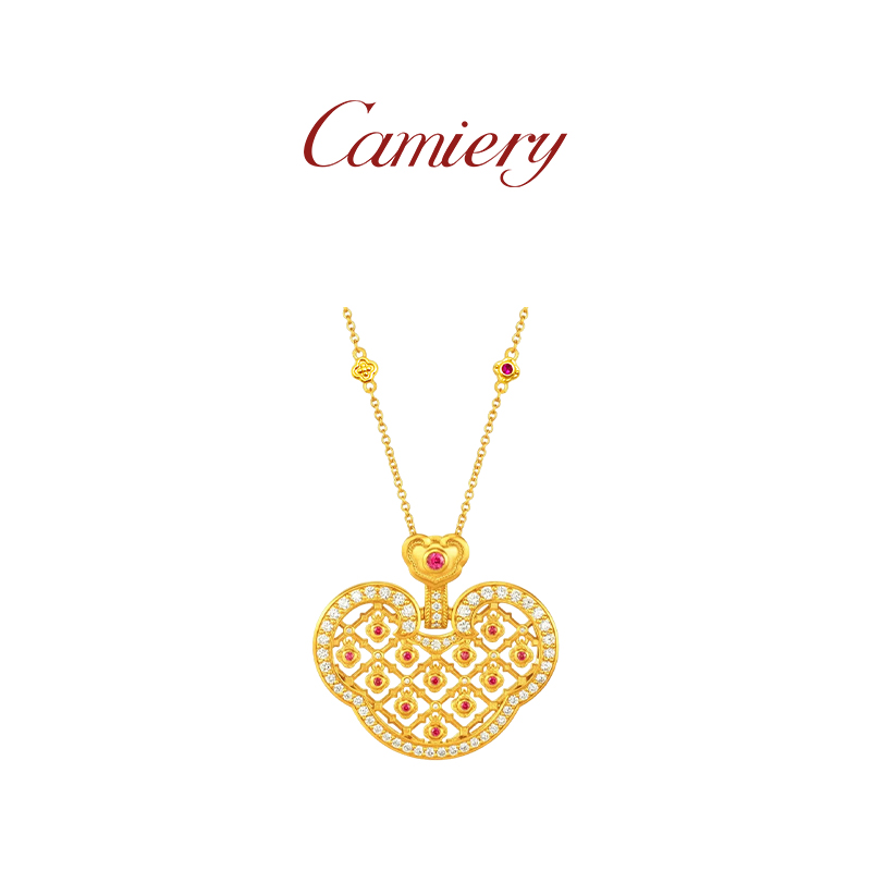 镂空如意锁包项链24k金百搭配饰