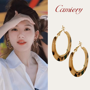 许我耀眼赵露思许妍同款 高级感轻奢巨好看 耳饰玳瑁耳环女2025新款