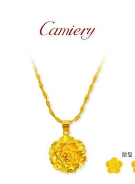 CAMIERY高级感简约玫瑰花项链女款设计感轻奢送同款耳钉组合套装