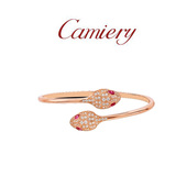 CAMIERY双蛇手镯轻奢小众精致叠戴18k金高级感百搭不掉色手镯手饰