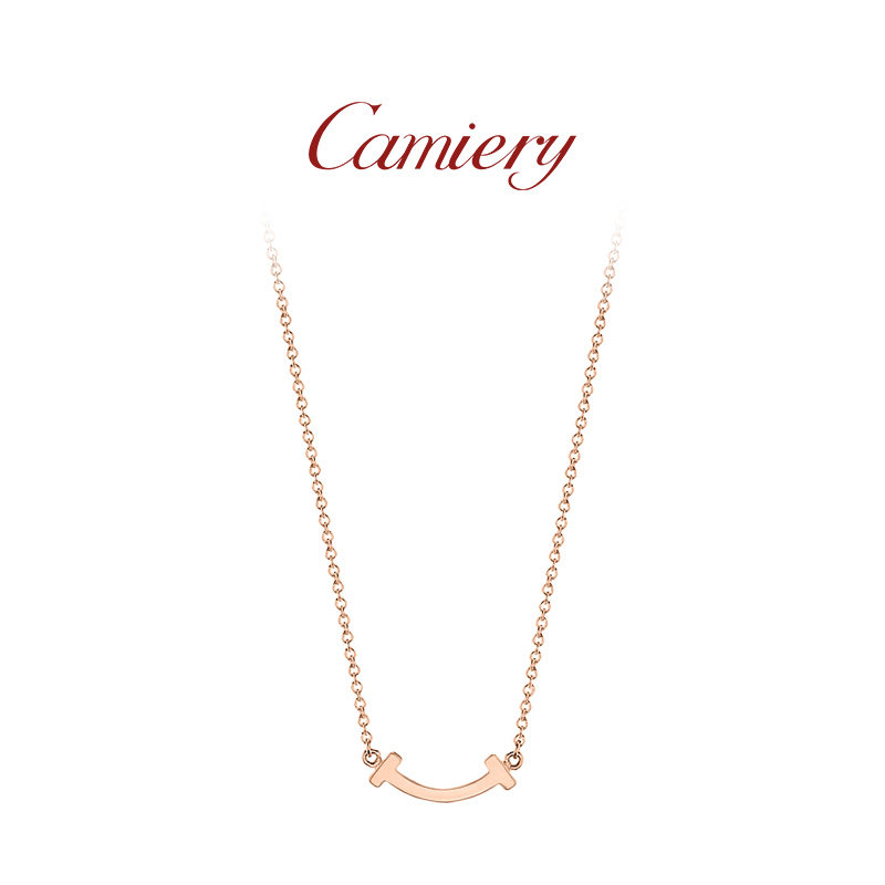 高本版轻奢笑脸微笑项链18k金