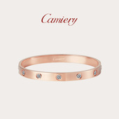 CAMIERY经典 送女友老婆生日礼物 LOVE系列18K玫瑰金十钻手镯