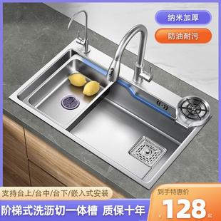 家用纳米洗碗槽单盆台下洗菜盆大单槽 手工厨房不锈钢水槽日式