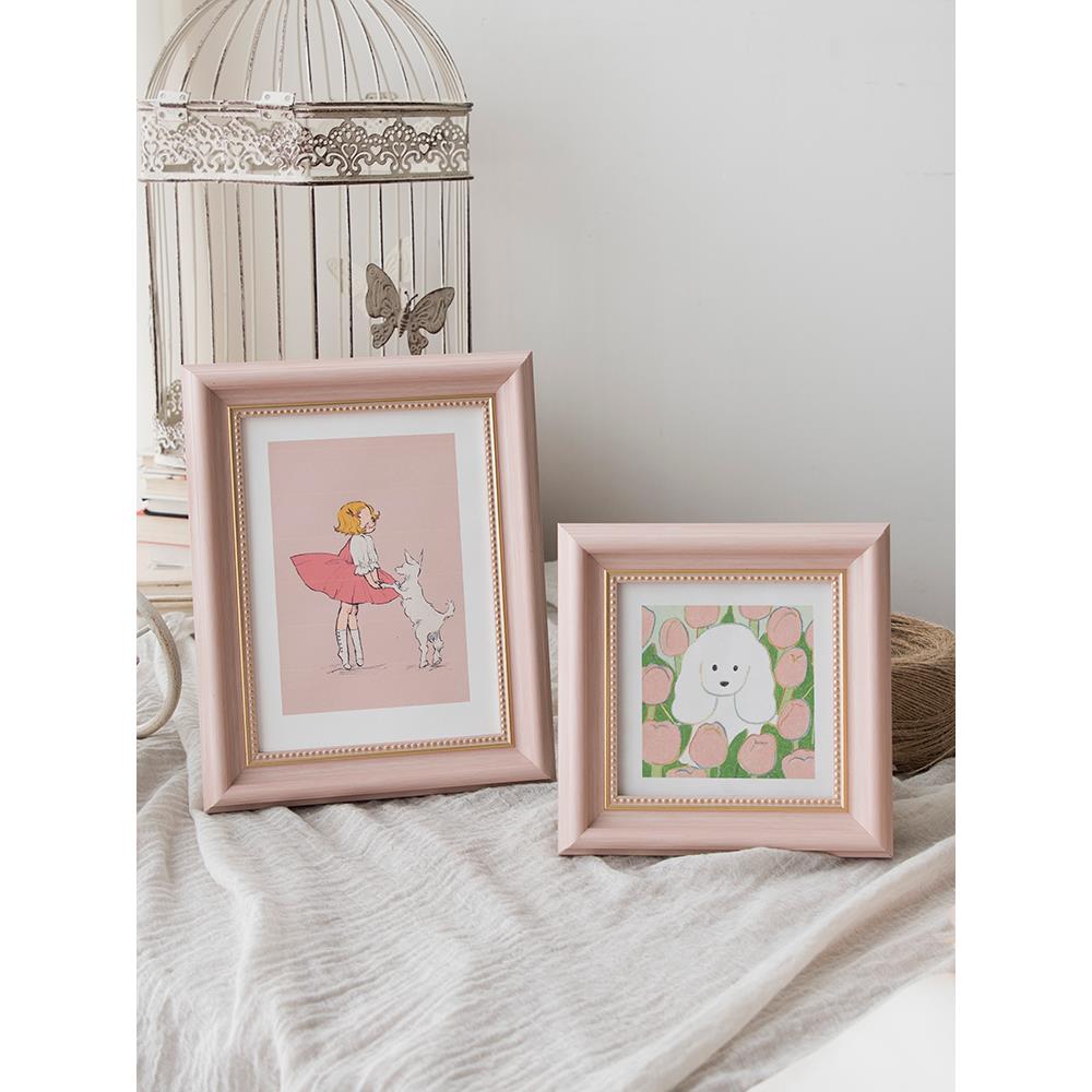 相框摆台美式复古6寸7寸8寸画框挂墙油画棒框照片打印加定制框架