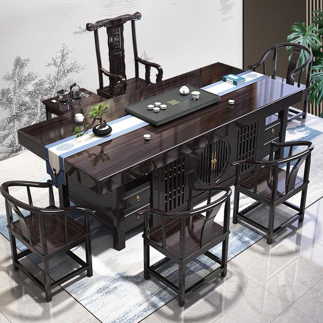 岩板茶几客厅家用小户型茶几桌电视柜组合桌椅中式新款木板茶桌