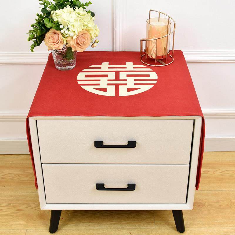 中式喜庆结婚床头柜盖布防尘罩卧室新婚盖巾装饰红色防尘喜字盖布,居家布艺,床头柜盖布,淘宝优惠券,粉丝福利购,淘宝优惠卷