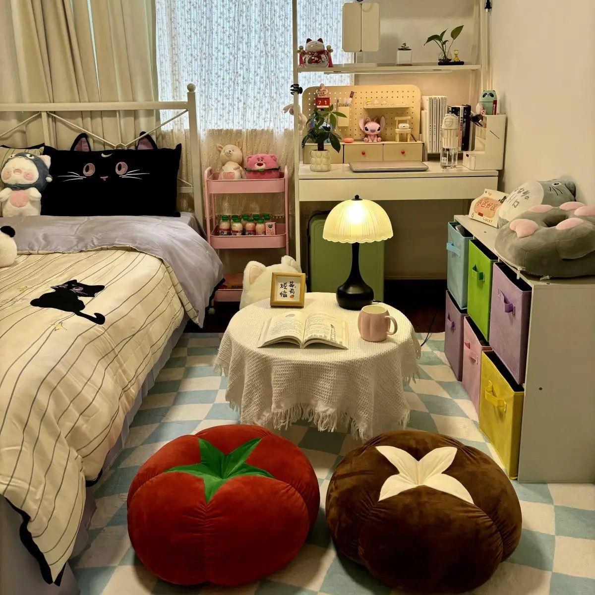 ins可爱软萌香菇番茄蒲团坐垫抱枕床上靠垫玩偶懒人客厅沙发靠枕