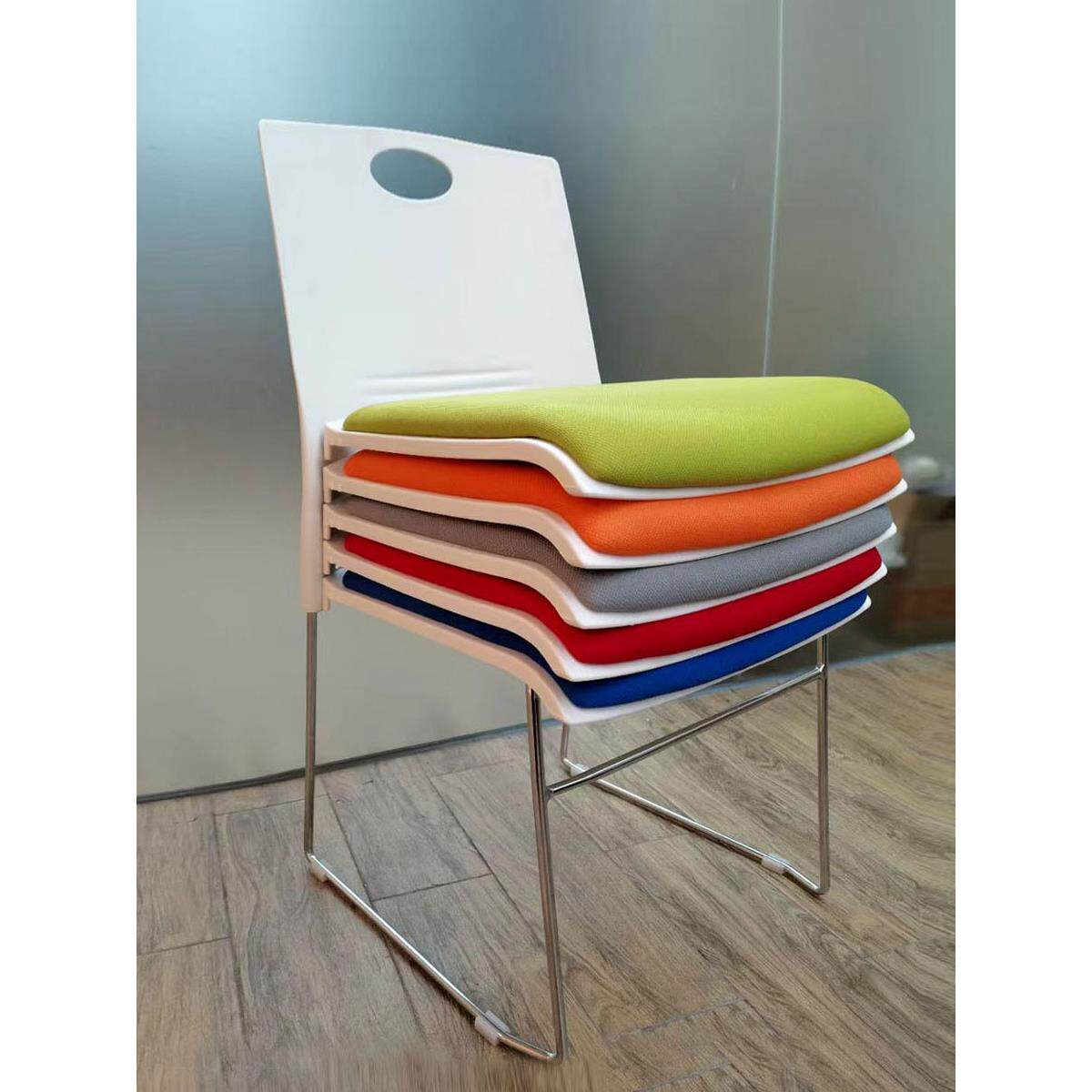 办公椅培训椅简约塑料椅叠落会议椅靠背椅洽谈椅实心钢脚电脑椅子